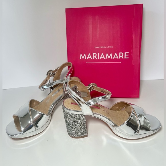 Maria Mare - Block Heeled Sandal - Silver - Picture 2 of 12